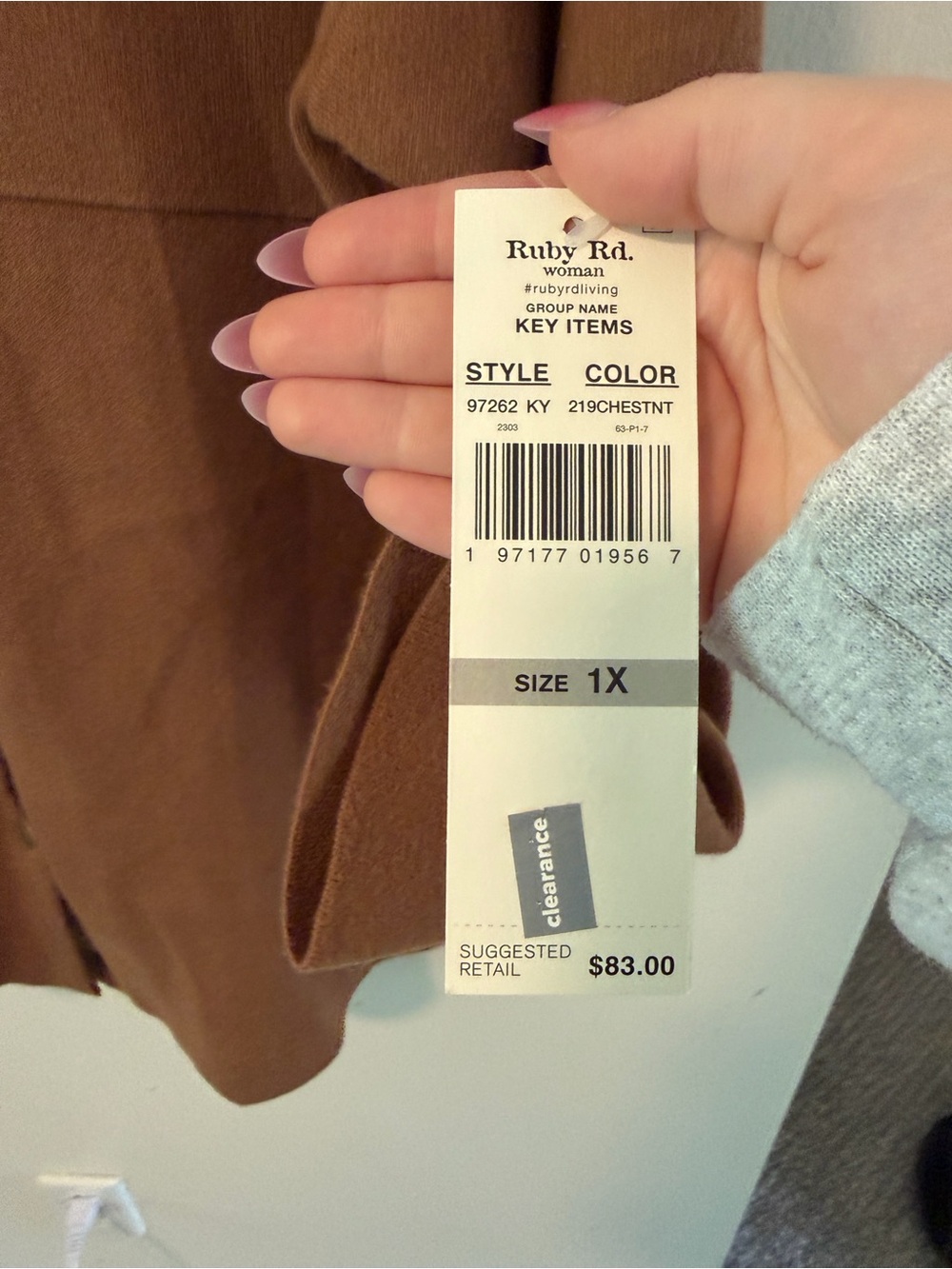 Ruby Rd. Button Front Shacket 1X Chestnut Brown - Picture 8 of 8